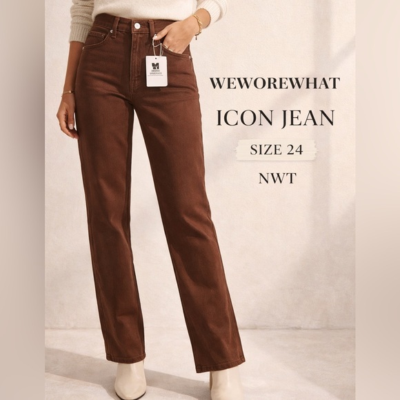 WeWoreWhat Denim - Weworewhat Icon Jean 24 Cacao Brown Straight Leg Denim NWT